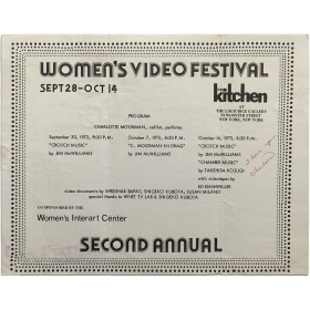 Women's Video Festival. Second Annual 1973. Logiudice Gallery, New York, sept. 28 - oct. 14 1973