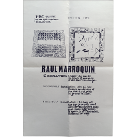Raúl Marroquín - Two Installations. Vec Gallery, Jan van Eyck Academie, Maastricht, 17.11.-5.12. 1975