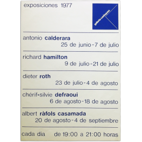 Galería Cadaqués. Exposiciones 1977: A. Calderara, Richard Hamilton, Dieter Roth, Chérif+Silvie Defraoui, A. Ràfols Casamada