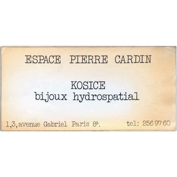 Kosice. Bijoux Hydrospatial. Espace Pierre Cardin, Paris, [1974]