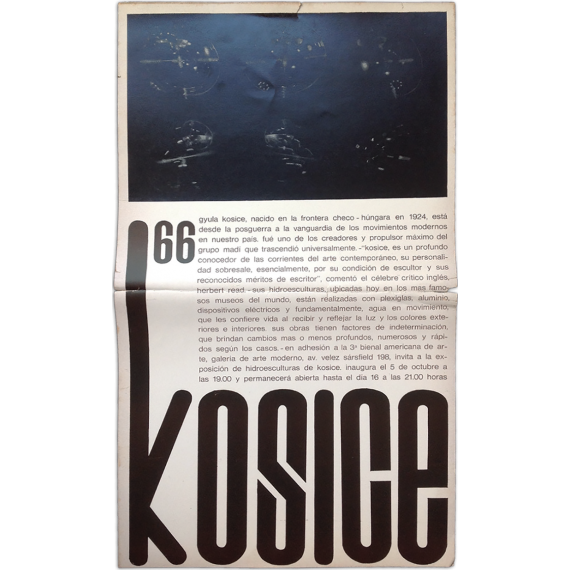 Kosice 66 - Hidroesculturas. Galería de Arte Moderno, [Córdoba, Argentina], 5 de octubre 1966