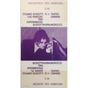 Sylvano Bussotti. "Las rarezas". Trío experimental Bussottihornungrocco. Encuentros Pamplona, Teatro Gayarre, 3 VII, 1972