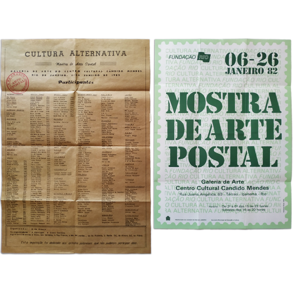 Cultura Alternativa - Mostra de Arte Postal. Centro Cultural Cândido Mendes, Rio de Janeiro, 6-26 janeiro de 1982
