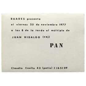 Juan Hidalgo (zaj) - "Pan". Buades, Madrid, 25 de noviembre 1977