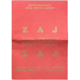 Zaj - Juan Hidalgo, Walter Marchetti, Esther Ferrer. Kulturreferat AStA RWTH Aachen, 22 mai 1968
