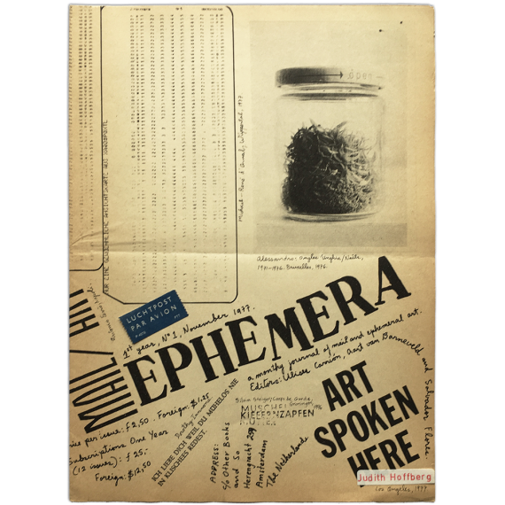 Ephemera. A monthly journal of mail and ephemeral works. No. 1, November 1977