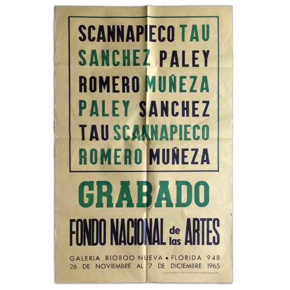 Grabado Fondo Nacional de las Artes. Galería Rioboo Nueva, [Buenos Aires], 26 de noviembre al 7 de diciembre 1965