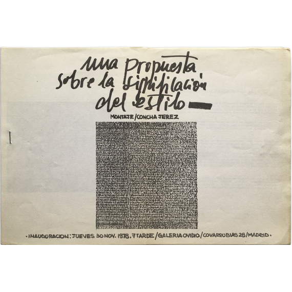 Concha Jerez - "Una propuesta sobre la Significación del Estilo" (montaje). Galería Ovidio, Madrid, noviembre 1978