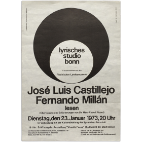 José Luis Castillejo, Fernando Millán lesen. Lyrisches Studio, Bonn, 23 Januar 1973