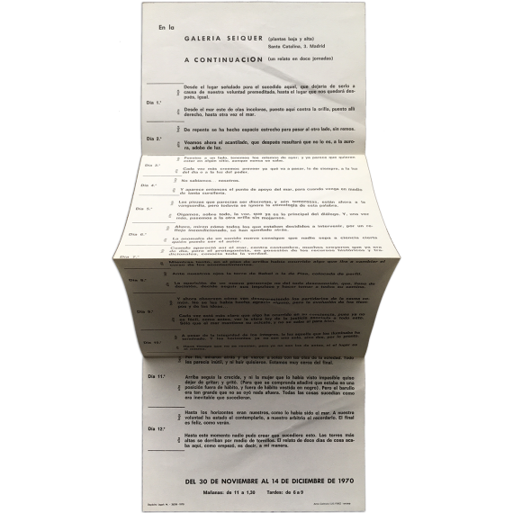 Valcárcel Medina - "A continuación (Lugares, sonidos, palabras)". Galería Seiquer, Madrid, 30 noviembre - 14 diciembre 1970