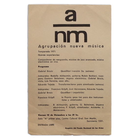 ANM Agrupación Nueva Música. Temporada 1971