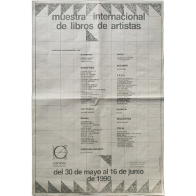Muestra internacional de libros de artistas. Centoira Galería de Arte, Buenos Aires, del 30 de mayo al 16 de junio de 1990
