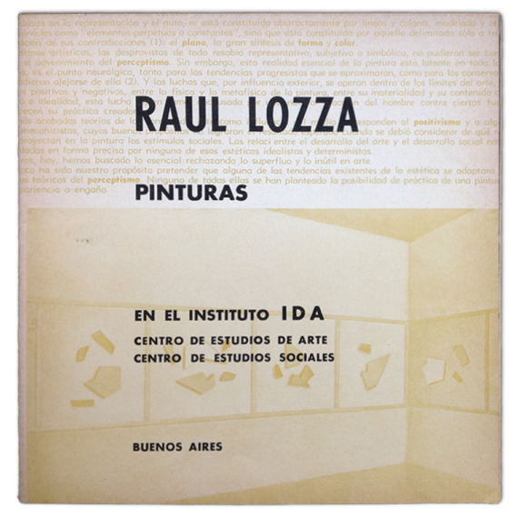 Raúl Lozza. Pinturas en el  Instituto IDA, Buenos Aires, del 2 al 17 de setiembre [1968]
