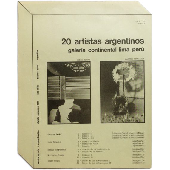 20 artistas argentinos. Galería Continental, Lima, Perú, Mayo de 1977