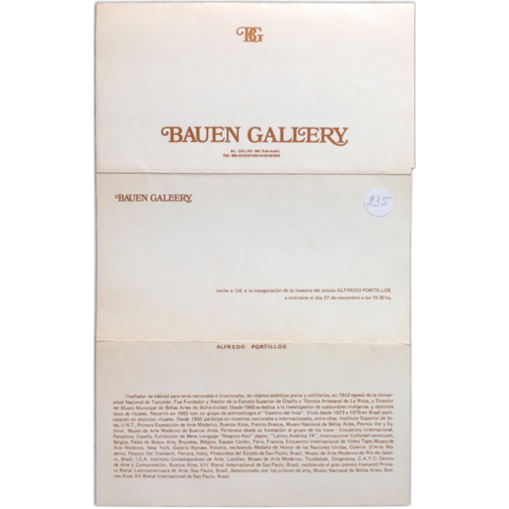 "Naturaleza still alive" - Alfredo Portillos. Bauen Gallery, [Buenos Aires], 27 de noviembre [1979]