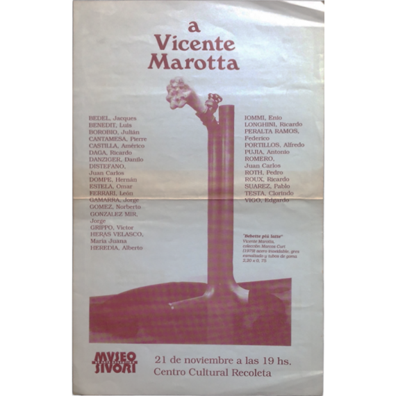 A Vicente Marotta. Centro Cultural Recoleta, [Buenos Aires], 21 de noviembre de [1991]