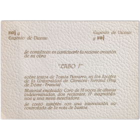 Zaj y Eugenio de Vicente se complacen en parciparle la reciente creación “LABO 1”