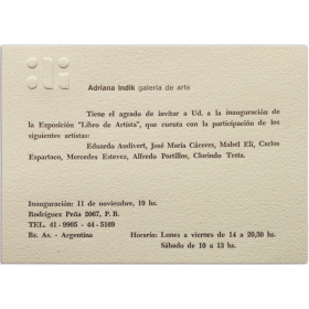 Libro de Artista. Adriana Indik galería de arte, Buenos Aires, 11 de noviembre