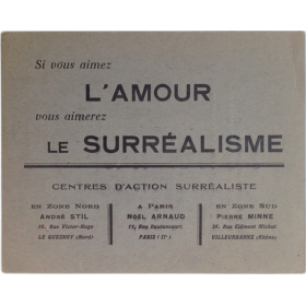 Si vous aimez l'amour vous aimerez le surréalisme. Centres d'Action Surréaliste (Papillon surréaliste)