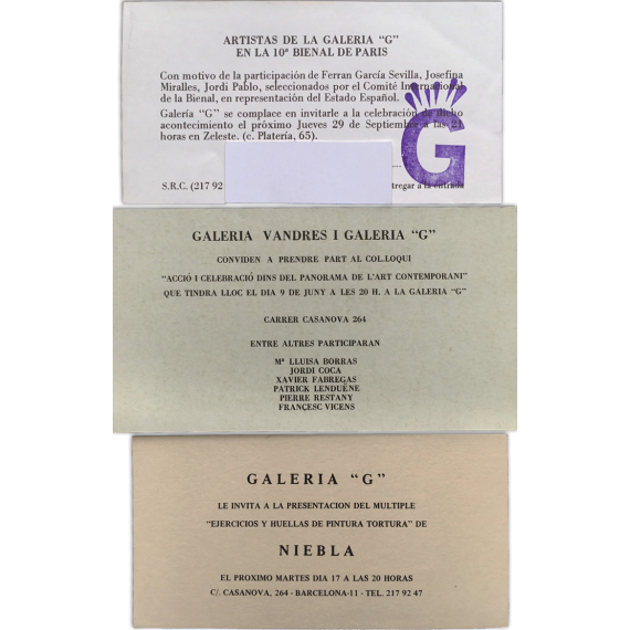 3 invitaciones Galería G