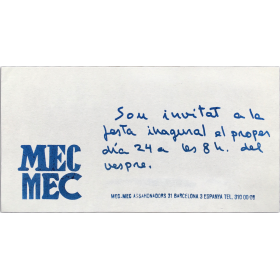 Invitación inauguración Galería Mec-Mec