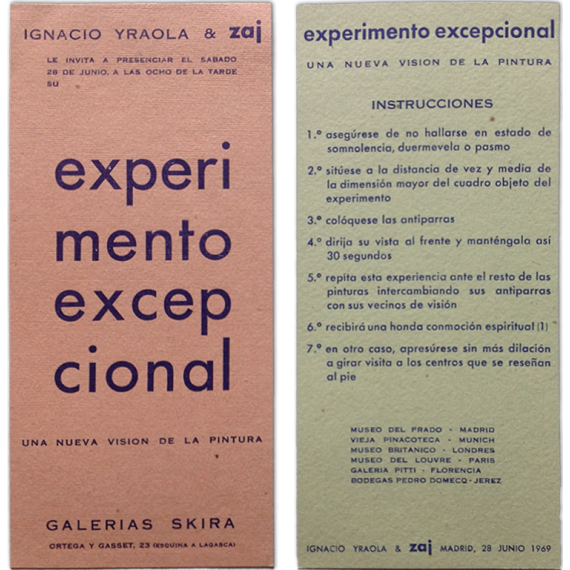 Experimento excepcional. Una nueva visión de la pintura. Ignacio Yraola & Zaj, Madrid, 28 Junio 1969