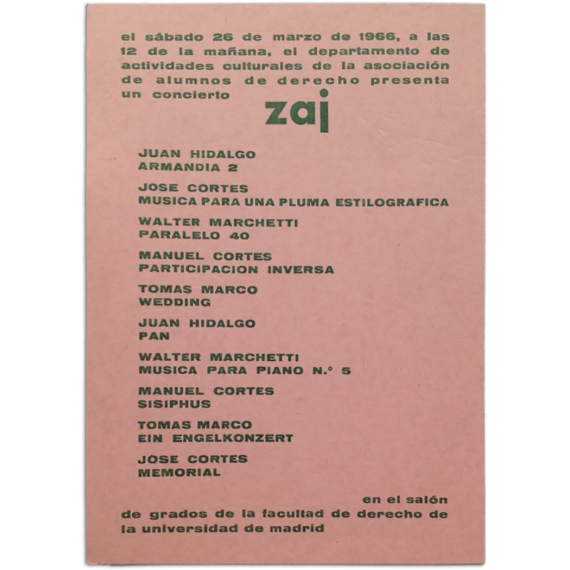 Concierto zaj. Marzo, 1966