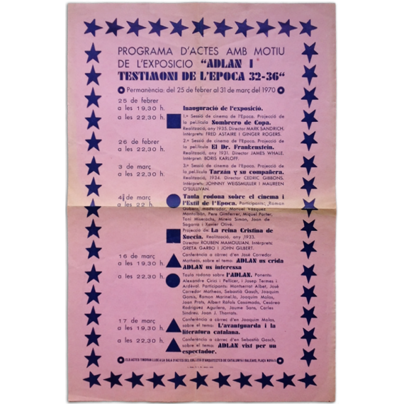 Programa d'actes amb motiu de l'exposicio "ADLAN i testimoni de l'epoca 32-36"