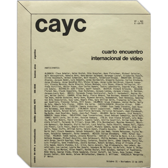Cuarto encuentro internacional de video. CAyC, Buenos Aires, 31 Octubre - 13 Noviembre de 1975