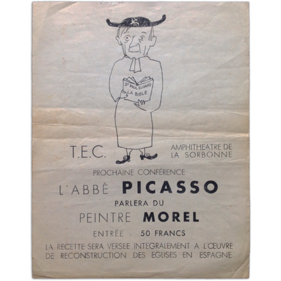 Prochaine conférence, L'abbé Picasso parlera du peintre Morel. Amphitheâtrhe de La Sorbonne, [Paris], [1946]