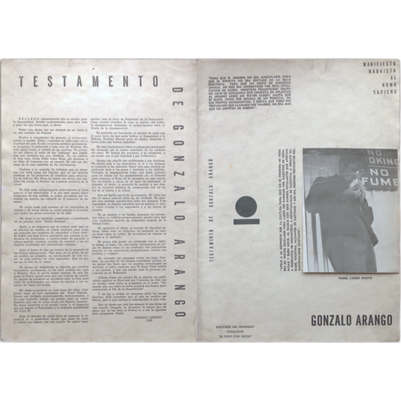Manifiesto Nadaísta al Homo Sapiens. Testamento de Gonzalo Arango