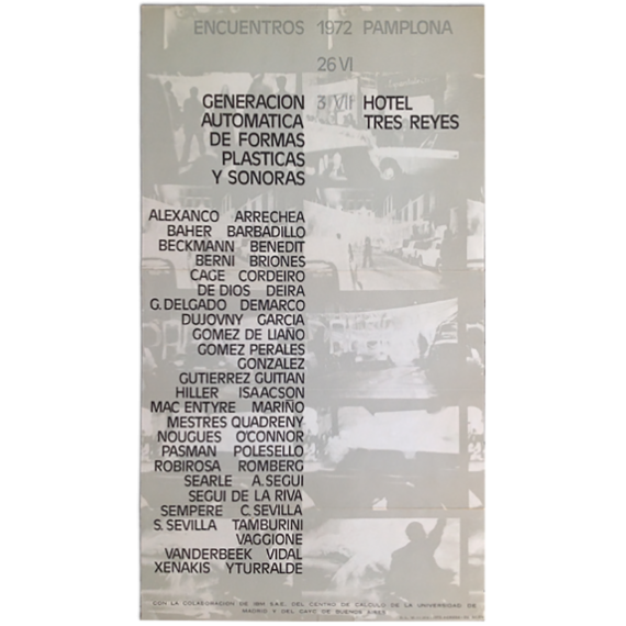 Generación automática de formas plásticas y sonoras. Encuentros Pamplona 1972, Hotel Tres Reyes, 26-VI - 3-VI