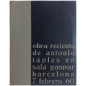 Obra reciente de Antonio Tàpies en Sala Gaspar, Barcelona, 7 febrero 60
