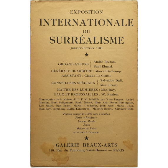 Exposition Internationale du Surréaslime. Galerie Beaux-Arts, Paris, Janvier-Février 1938