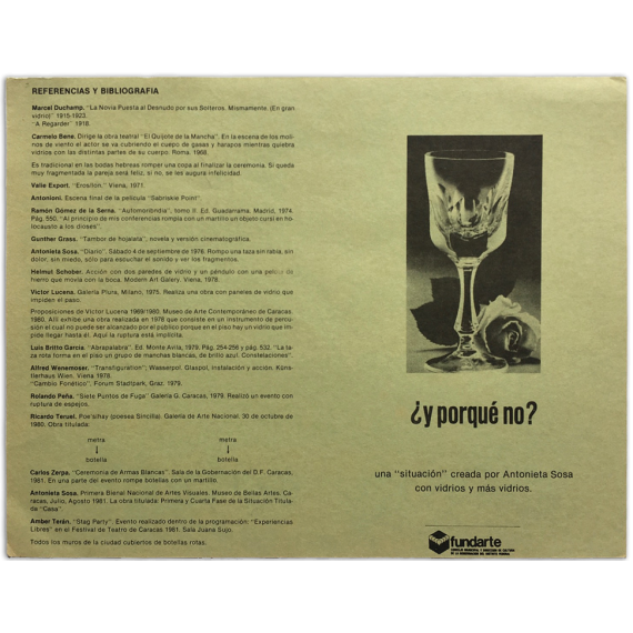 ¿Y porqué no?, una "situación" creada por Antonieta Sosa con vidrios y más vidrios. Caracas, 1981