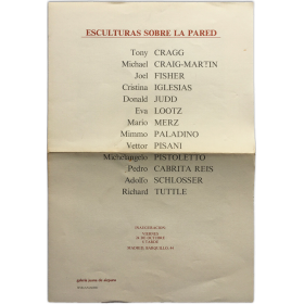 Esculturas sobre la pared. Galería Juana de Aizpuru, Madrid, octubre