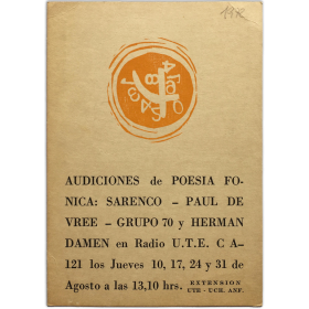 Audiciones de Poesía Fónica. Radio U.T.E., [Montevideo], agosto, [1972]