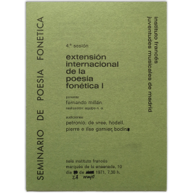 Seminario de Poesía Fonética (4ª sesión). Instituto Francés, Madrid, 28 de mayo 1971