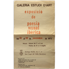 Exposició de poesia visual ibèrica. Galeria Estudi d'Art, Sant Cugat del Vallès, del 10 al 30 de novembre de 1975
