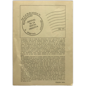 Festival de la Postal Creativa. Galería U, Montevideo, del 11 al 24 de octubre 1974