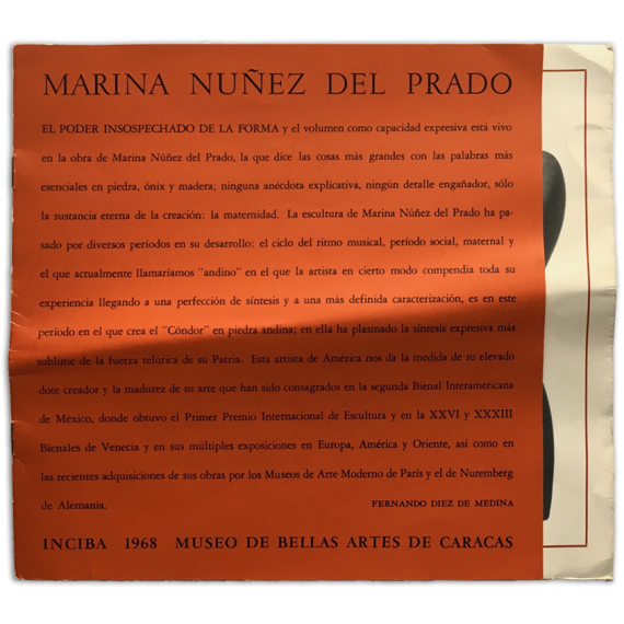 Marina Núñez del Prado. Museo de Bellas Artes, Caracas, 1968