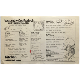 [First] Women's Video Festival. The Kitchen - Mercer Arts Center, New York, sept. 14th - sept. 30th, [1972]