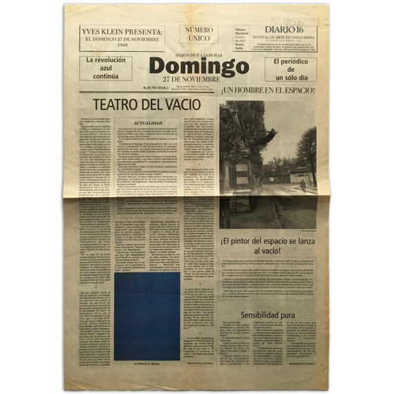 Yves Klein presenta: El domingo 27 de noviembre 1960 "La revolución azul continúa. El periódico de un sólo día"