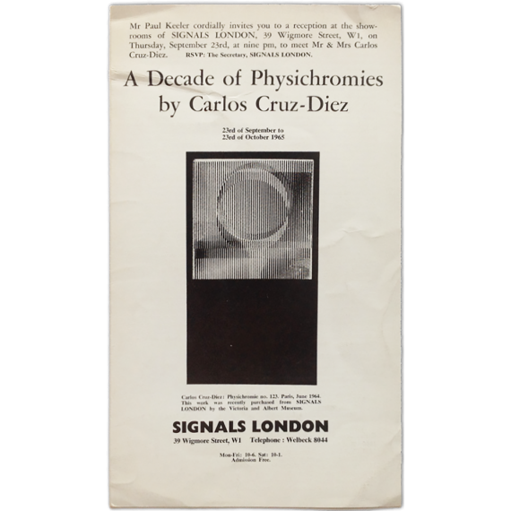 A Decade of Physichromies by Carlos Cruz-Diez. Signals London, september to October 1965,