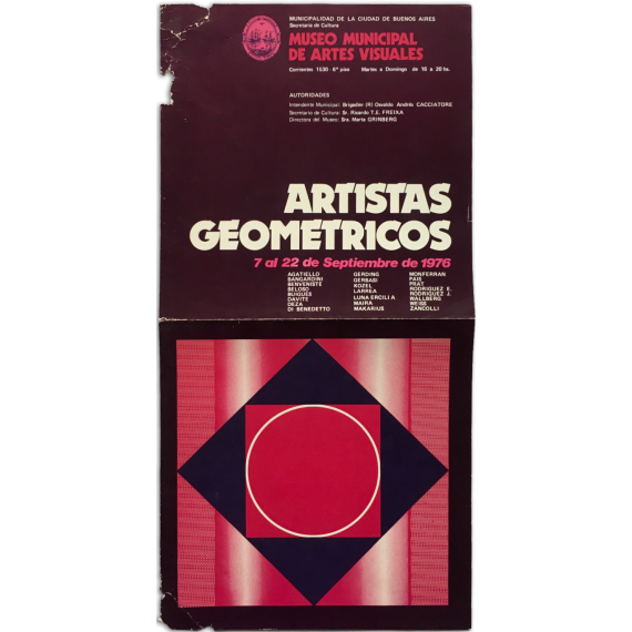 Artistas geométricos. Museo Municipal de Artes Visuales, Buenos Aires, 7 al 22 de Septiembre de 1976