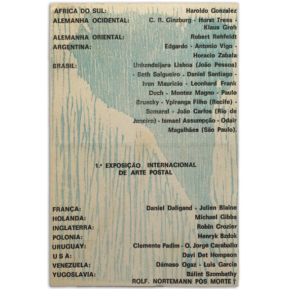 "1ª Exposiçao Internacional de Arte Postal" Recife Pernambuco Brasil 1975