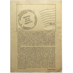 Festival de la Postal Creativa. Galería U, Montevideo, del 11 al 24 de octubre 1974