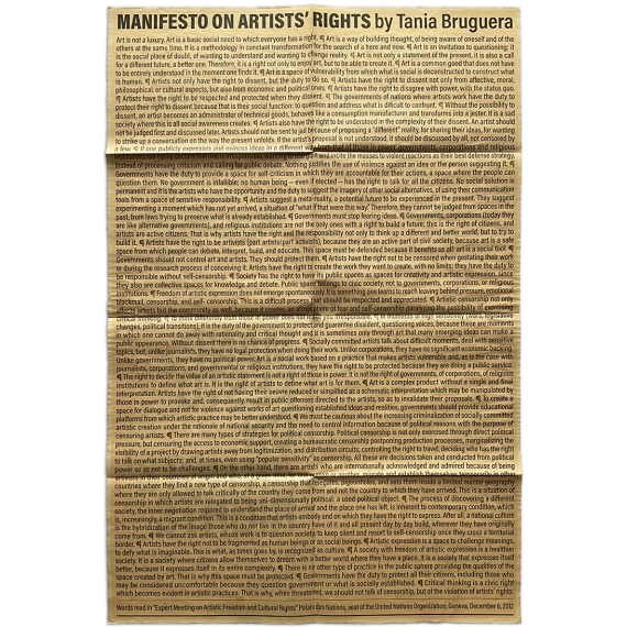 Manifesto on Artists' Rights by Tania Bruguera