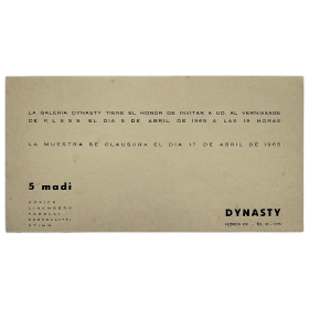 KLSSS 5 madí - Kosice, Linemberg, Sabelli, Scopellitti, Stimm. Galería Dynasty, [Buenos Aires], [5] - 17 de abril de 1965