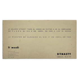 KLSSS 5 madí - Kosice, Linemberg, Sabelli, Scopellitti, Stimm. Galería Dynasty, [Buenos Aires], [5] - 17 de abril de 1965